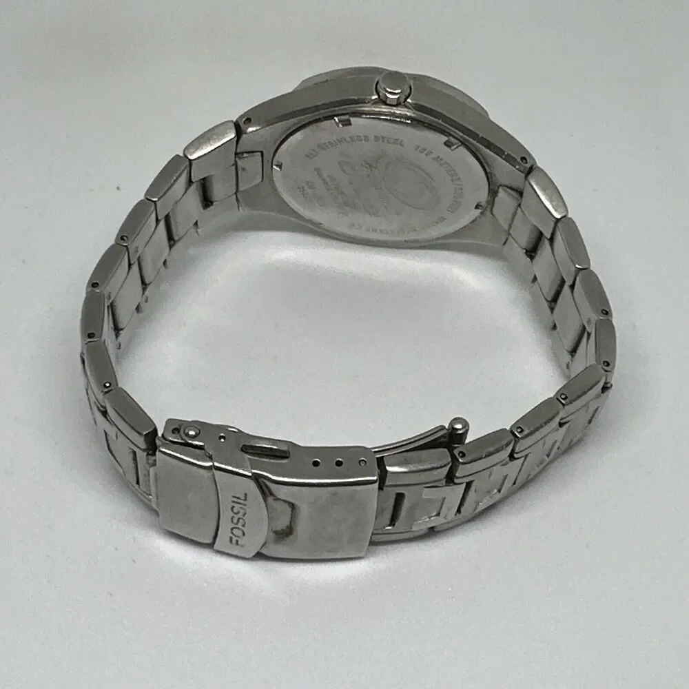 Fossil AM3669 Men's Silver Stainless Steel Analog Black Dial Quartz Watch HME367